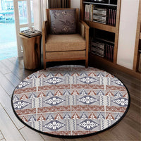 Polynesian Pride Home Set - Tongan Tapa Motifs Round Carpet Round Carpet White - Polynesian Pride