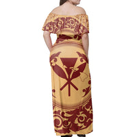 Polynesian Pride Dress - Hawaii Map Classic Floral Red Off Shoulder Long Dress - Polynesian Pride