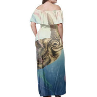 Polynesian Pride Dress - Hawaii Turtle And Jellyfish In Deep Sea Moana Off Shoulder Long Dress - Polynesian Pride