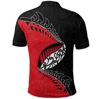Polynesian Pride Apparel Aotearoa Rugby Fern Polo Shirt Red - Polynesian Pride
