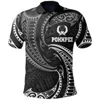 Polynesian Pride Apparel Pohnpei Micronesia Polo Shirt White Tribal Wave Unisex White - Polynesian Pride