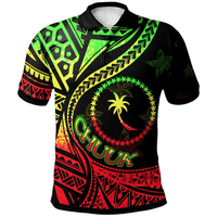 Polynesian Pride Apparel Chuuk Polo Shirt Plumeria Flowers Reggae Version Unisex Black - Polynesian Pride