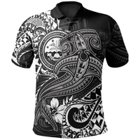 Polynesian Pride Apparel FSM Polo Shirt White Shark Polynesian Tattoo Unisex White - Polynesian Pride
