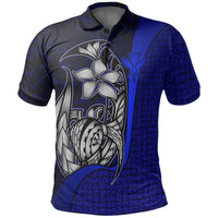 Polynesian Pride Apparel Polynesian Hawaii Polo Shirt Kanaka Maoli Blue Turtle With Hook Unisex Black - Polynesian Pride