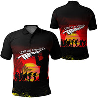 Polynesian Pride Clothing ANZAC Lest We Forget Sun Polo Shirt Black - Polynesian Pride