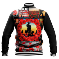 Polynesian Pride Clothing - Anzac Day Lest We Forget Banner Baseball Jacket - Polynesian Pride