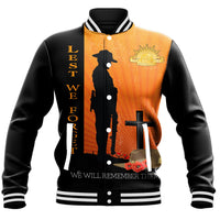 Polynesian Pride Clothing - (Custom) Anzac Day Lest We Forget Soldier Standing Guard Baseball Jacket - Polynesian Pride