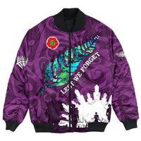 Polynesian Pride Clothing - New Zealand Anzac Walking In The Sun Purple Bomber Jacket Unisex Black - Polynesian Pride
