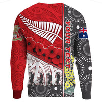 Polynesian Pride Clothing - (Custom) Australia Indigenous & New Zealand Maori Anzac (Red) Sweatshirt - Polynesian Pride