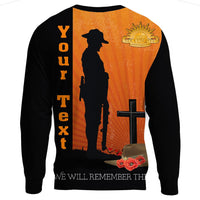 Polynesian Pride Clothing - (Custom) Anzac Day Lest We Forget Soldier Standing Guard.Sweatshirt - Polynesian Pride