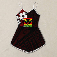 Polynesian Pride Clothing - Hawaii Kanaka Hibiscus Style Womens Romper LT10 Red - Polynesian Pride