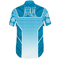 Polynesian Pride Shirt - Personalized Kakau Hawaii Polynesian Blue Gradient Short Sleeve Shirt LT10 - Polynesian Pride