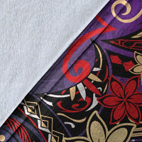 Federated States of Micronesia Premium Blanket - Tribal Flower With Special Turtles Purple Color - Polynesian Pride