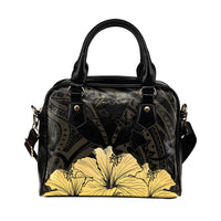 Personalised - Hawaii Royal Hibiscus Polynesian Tribal Shoulder Handbag Gold AH - Polynesian Pride
