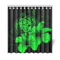 Hawaii Hibiscus Shower Curtain - Turtle Map - Green - Polynesian Pride