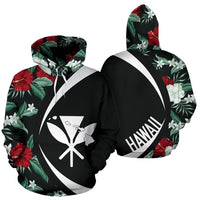 Kanaka Tropical Hibiscus Garden Mystery Hoodie Circle Style Unisex Black - Polynesian Pride