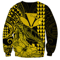 Kakau Polynesian Tribal Hawaiian Turtle with Kanaka Maoli Yellow Sweatshirt LT9 - Polynesian Pride