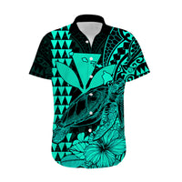 Kakau Polynesian Tribal Hawaiian Turtle with Kanaka Maoli Turquoise Hawaiian Shirt LT9 - Polynesian Pride