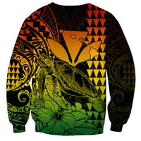 Kakau Polynesian Tribal Hawaiian Turtle with Kanaka Maoli Reggae Sweatshirt LT9 - Polynesian Pride