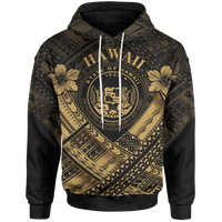 Hawaii Hoodie Gold Seal Polynesian Patterns Unisex Gold - Polynesian Pride