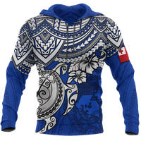 Tonga Polynesian Hoodie Blue Turtle Unisex BLUE - Polynesian Pride