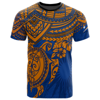 Marshall Islands Polynesian T Shirt Marshall Islands Flag Blue Turtle Hibiscus Unisex Blue - Polynesian Pride