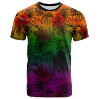 Polynesian T Shirts Green Hibiscus Patterns Unisex Red - Polynesian Pride