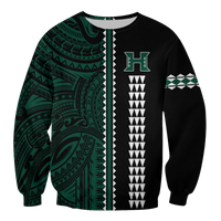 Hawaii Kakau Warrior Football Sweatshirt - LT12 Unisex Green - Polynesian Pride