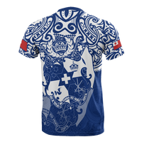 Tonga Pride T Shirt Tonga Flag Coat of Arms Polynesian Tattoo (Bright Blue) - Polynesian Pride