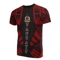 Vanuatu T Shirt Vanuatuan Coat of Arms Polynesian Tattoo Red Style Unisex Red - Polynesian Pride