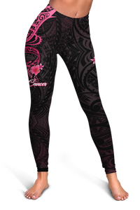 Breast Cancer Pink Ribbon Butterfly Polynesian Black Version Legging - LT12 Black - Polynesian Pride