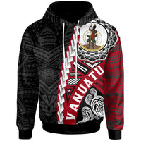 Vanuatu Polynesian Hoodie Wave Tattoo Unisex Red - Polynesian Pride