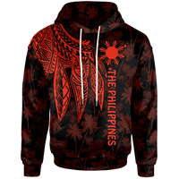 The Philippines Hoodie Polynesian Wings (Red) Unisex Red - Polynesian Pride