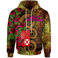 Wallis and Futuna Polynesian Hoodie Hibiscus Vintage Unisex Orange - Polynesian Pride