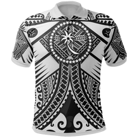 Chuuk Polo Shirt White Seal with Polynesian Tattoo Unisex White - Polynesian Pride