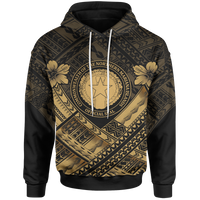 Northern Mariana Islands Hoodie CNMI Seal Camisole Hibiscus Style (Gold) Unisex Gold - Polynesian Pride