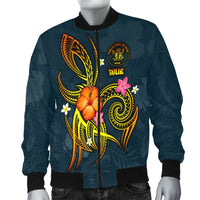 Niue Polynesian Men's Bomber Jacket - Legend of Niue (Blue) - Polynesian Pride