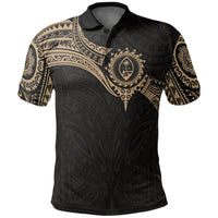 Guam Polynesian Polo Shirt Gold Heart Shield Unisex GOLD - Polynesian Pride