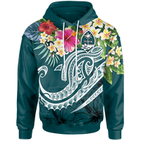 Guam Polynesian Hoodie Summer Plumeria (Turquoise) Unisex Turquoise - Polynesian Pride