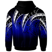 Kosrae Zip Hoodie Tropical Leaf Gradient Blue Style - Polynesian Pride