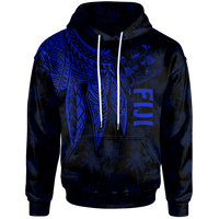 Fiji Hoodie Polynesian Wings (Blue) Unisex Blue - Polynesian Pride