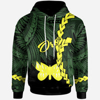 Papua New Guinea Oro Province Polynesian Hoodie Tribal Wave Tattoo Unisex Green - Polynesian Pride