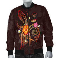 Niue Polynesian Men's Bomber Jacket - Legend of Niue (Red) - Polynesian Pride