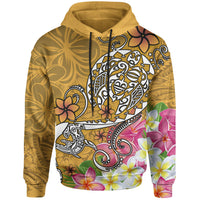 Polynesian Hoodie Turtle Plumeria Gold Color Unisex Gold - Polynesian Pride