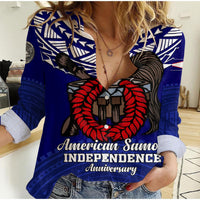 American Samoa Independence Anniversary Pride Women Casual Shirt - LT12 Female Blue - Polynesian Pride