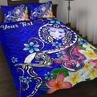 Fiji Custom Personalised Quilt Bed Set - Turtle Plumeria (Blue) - Polynesian Pride