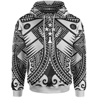 Kosrae Hoodie White Seal with Polynesian Tattoo Unisex White - Polynesian Pride