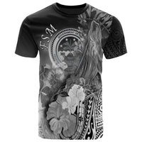 Fsm T Shirt Humpback Whale with Tropical Flowers (White) Unisex Art - Polynesian Pride