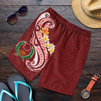 Pohnpei Men's Shorts - Pohnpei Seal Polynesian Patterns Plumeria Red - Polynesian Pride