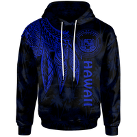 Polynesian Hawaii Hoodie Polynesian Wings (Blue) Unisex Blue - Polynesian Pride